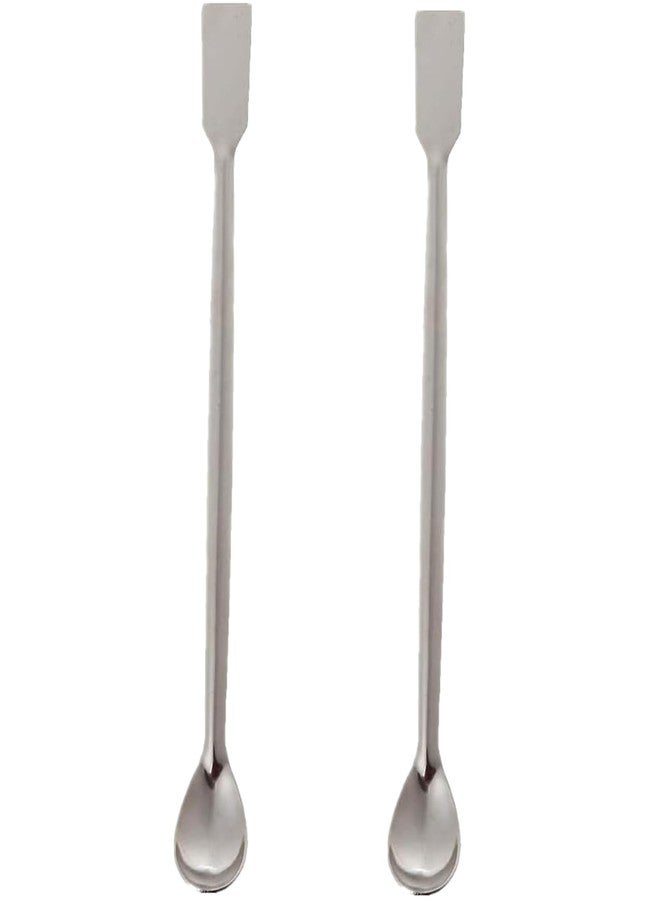 Fuzdaycu 2 Pcs Gold Silver Melting Long Handle Stainless Steel Spoon Stirring Rod Spoon Melting Casting Refining Gold Silver Tool Multifunctional Coffee Beverage Stir Sticks Coffee Stirrers, Silver - Image 1